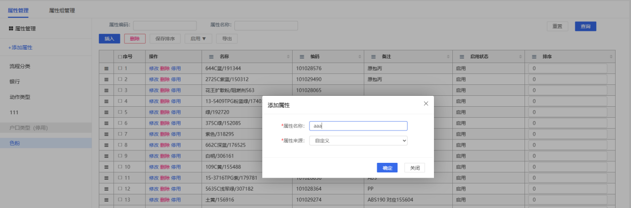 属性组列表